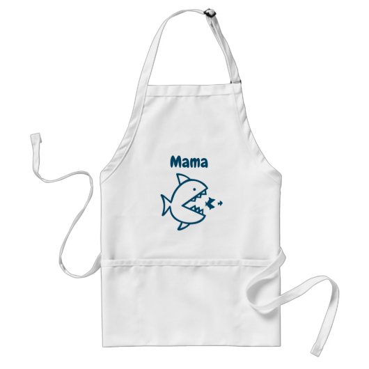 Gepersonaliseerd Cute Shark Mama Blue White Cookin Standaard Schort (Voorkant)