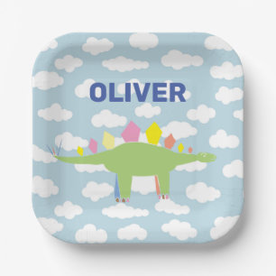 Gepersonaliseerd Cute Stegosaurus Dinosaur Kindere Papieren Bordje