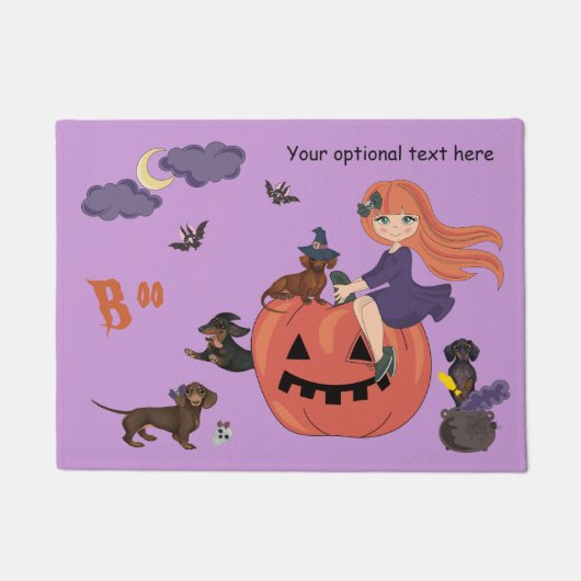 Gepersonaliseerd Dachshund Halloween Doormat Deurmat (Voorkant)