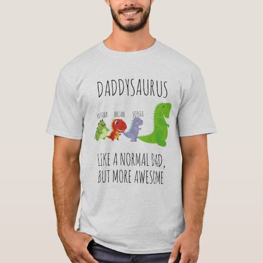 Gepersonaliseerd daddysaurus t-shirt (Voorkant)