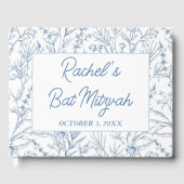 Gepersonaliseerd Dainty Blue Floral Mitzvah Gasten Gastenboek (Voorkant)