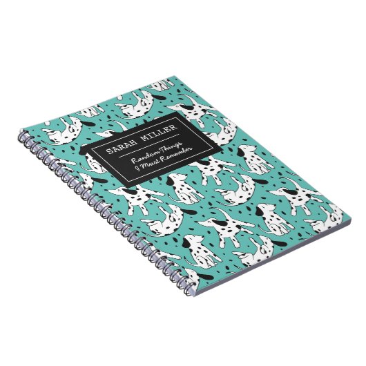 Gepersonaliseerd Dalmatiaans Doodle Pattern-Honden Notitieboek (Rechterzijde)