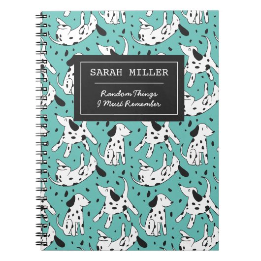 Gepersonaliseerd Dalmatiaans Doodle Pattern-Honden Notitieboek (Voorkant)