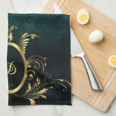 Gepersonaliseerd Damasgoud-Lijst Theedoek (Quarter Fold)