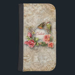 Gepersonaliseerd  Damask Roos Galaxy S4 Portefeuille Hoesje<br><div class="desc">Romantisch -geïnspireerd design met ruimte voor personalisatie omgeven door bloeiende middelen, vogels en spoedsprays van rozen op een demperende demastische achtergrond. Opmerking: gespleten, gegraveerde, in reliëf gegraveerde en dimensionele effecten, gelaagde, verouderde of gereduceerde weergave, digitaal bereikte texturen en schaduwen. Het werkelijke product heeft een vlak oppervlak. Achtergrondartikel van de Franse...</div>