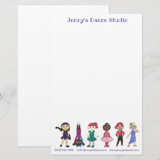 Gepersonaliseerd Dance Studio School Leraar Ballet Briefpapier (Voorkant / Achterkant)
