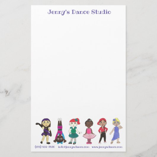 Gepersonaliseerd Dance Studio School Leraar Ballet Briefpapier (Voorkant)