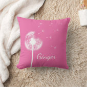 Gepersonaliseerd Dandelion Sierkussen in roze (Deken)
