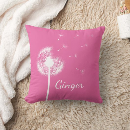 Gepersonaliseerd Dandelion Sierkussen in roze (Deken)