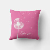 Gepersonaliseerd Dandelion Sierkussen in roze (Achterkant)