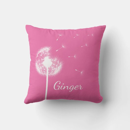 Gepersonaliseerd Dandelion Sierkussen in roze (Achterkant)