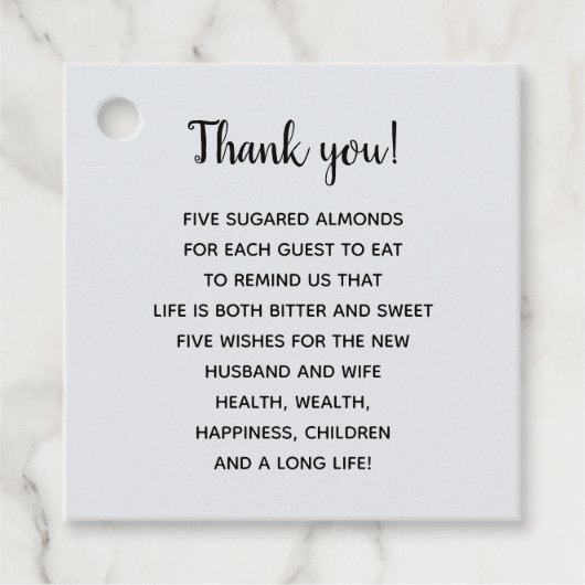 Gepersonaliseerd dank je amandelweddenschap voor L Bedankjes Labels (Voorkant)