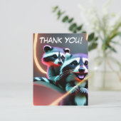Gepersonaliseerd, Dank je kaart, Cute Racoon, Briefkaart (Staand voorkant)