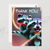 Gepersonaliseerd, Dank je kaart, Cute Racoon, Briefkaart (Voorkant / Achterkant)