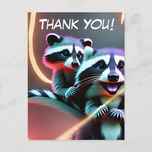 Gepersonaliseerd, Dank je kaart, Cute Racoon, Briefkaart (Voorkant)