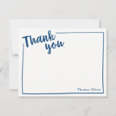 Gepersonaliseerd dank je platte notitie, Navy Blue Bedankkaart (Voorkant)