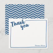 Gepersonaliseerd dank je platte notitie, Navy Blue Bedankkaart (Voorkant / Achterkant)