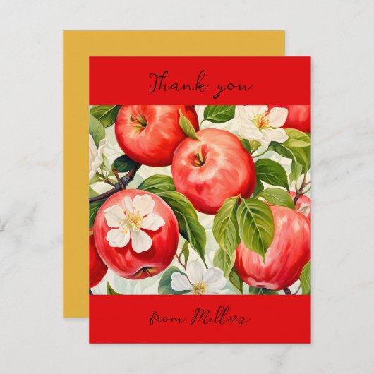 gepersonaliseerd Dank u Apple print boeren rood Bedankkaart (Voorkant / Achterkant)