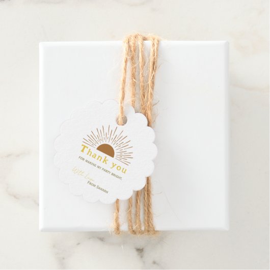 Gepersonaliseerd Dank u Baby shower retro zon Bedankjes Labels (In situ)