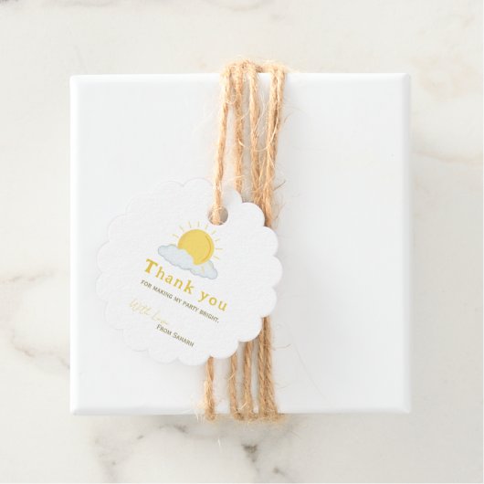 Gepersonaliseerd Dank u Baby shower retro zon Bedankjes Labels (In situ)