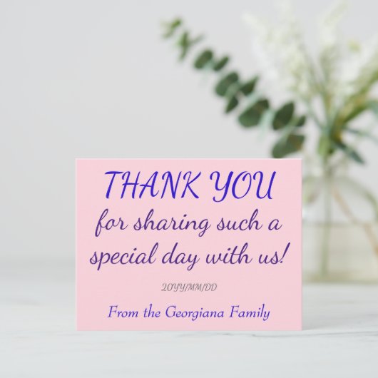 Gepersonaliseerd "DANK U" Briefkaart (Staand voorkant)