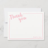 Gepersonaliseerd Dank u Flat Nota, Roze Manuscript Bedankkaart (Voorkant)