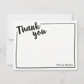 Gepersonaliseerd dank U Flat Note, zwart script Bedankkaart (Voorkant)