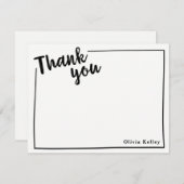 Gepersonaliseerd dank U Flat Note, zwart script Bedankkaart (Voorkant / Achterkant)
