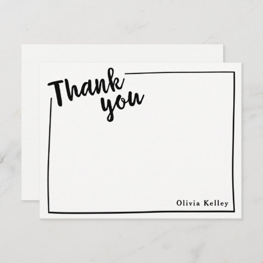 Gepersonaliseerd dank U Flat Note, zwart script Bedankkaart (Voorkant / Achterkant)