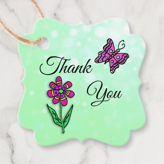 Gepersonaliseerd Dank u Flowers Sage Green Gift Bedankjes Labels (Voorkant)