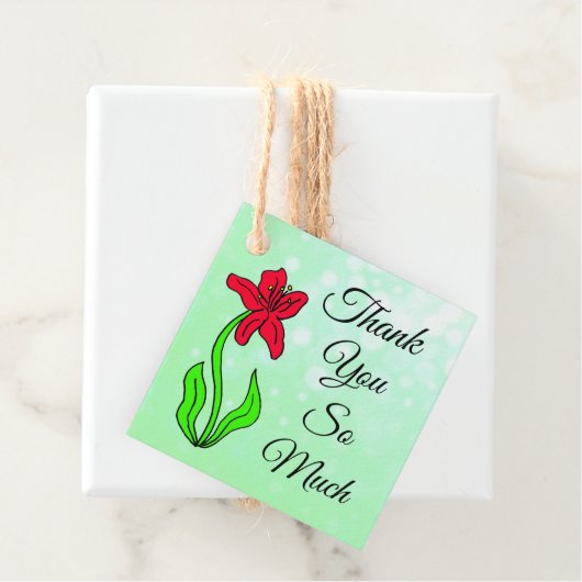 Gepersonaliseerd Dank u Flowers Sage Green Gift Bedankjes Labels (In situ)