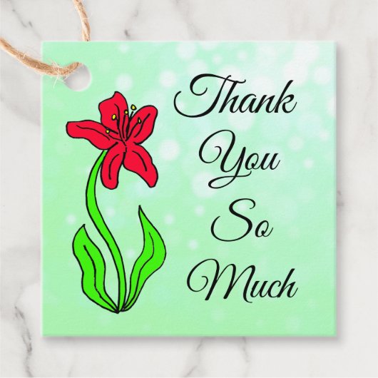 Gepersonaliseerd Dank u Flowers Sage Green Gift Bedankjes Labels (Voorkant)