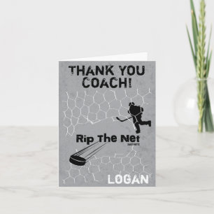 Gepersonaliseerd Dank u Hockey Coach Rip het Net Bedankkaart