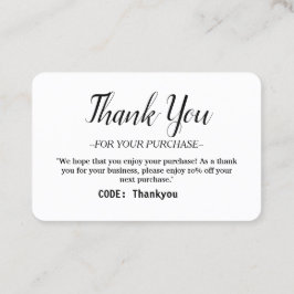 Gepersonaliseerd Dank u kaart voor Orde met code Visitekaartje