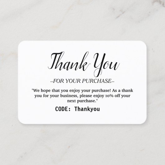 Gepersonaliseerd Dank u kaart voor Orde met code Visitekaartje (Achterkant)