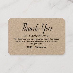 Gepersonaliseerd Dank u kaart voor Orde met code Visitekaartje