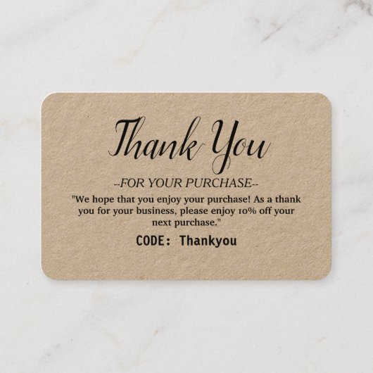 Gepersonaliseerd Dank u kaart voor Orde met code Visitekaartje (Achterkant)