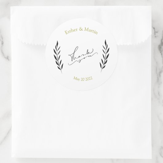 Gepersonaliseerd Dank u Ronde Sticker (Tas)