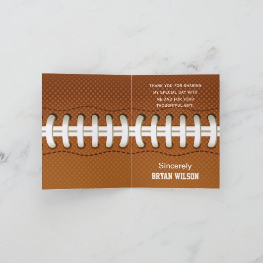 Gepersonaliseerd Dank u Sportfeest football thema Bedankkaart (Binnen)