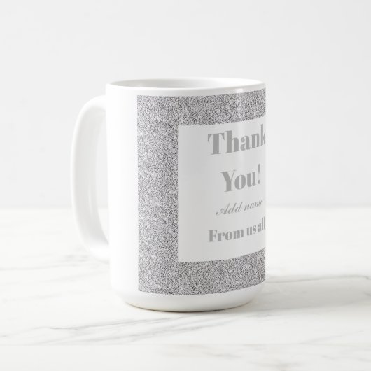 Gepersonaliseerd dank van ons allemaal mok (Voorkant links)