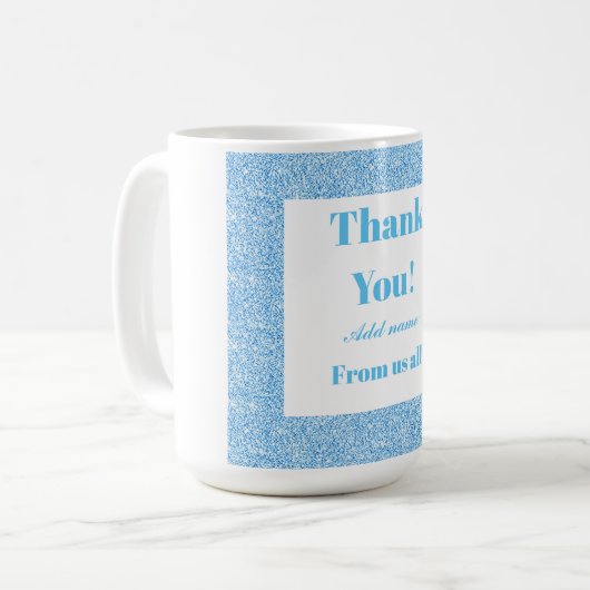 Gepersonaliseerd dank van ons allemaal mok (Voorkant links)