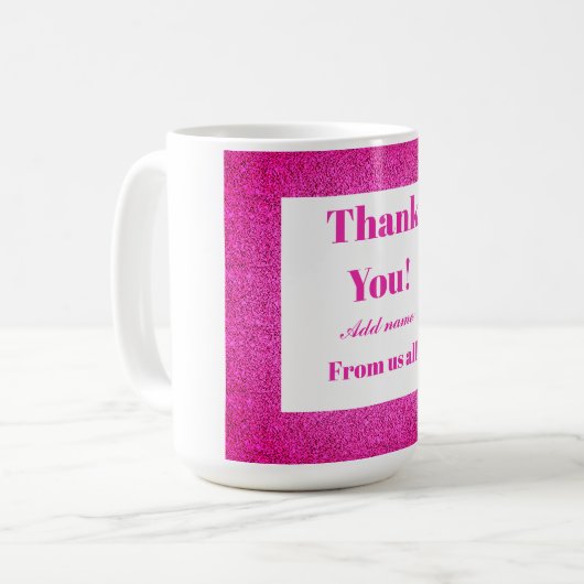 Gepersonaliseerd dank van ons allemaal mok (Voorkant links)