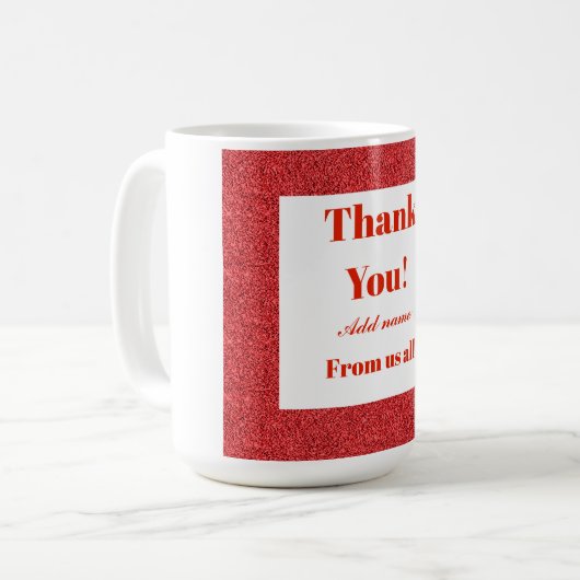 Gepersonaliseerd dank van ons allemaal mok (Voorkant links)