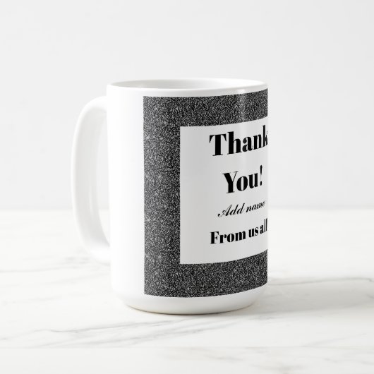 Gepersonaliseerd dank van ons allemaal mok (Voorkant links)