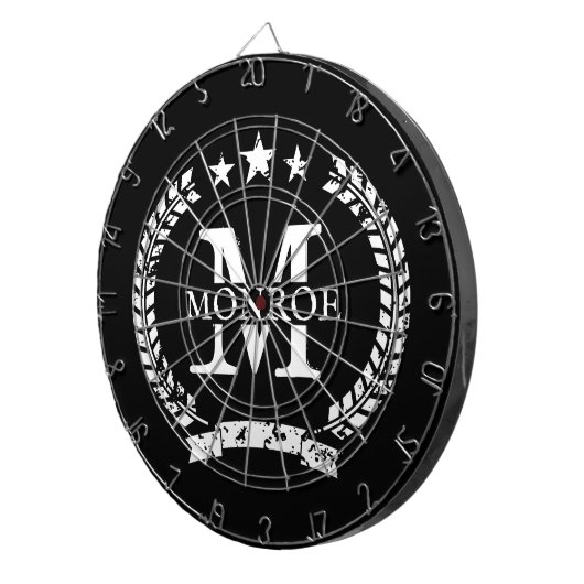 Gepersonaliseerd dartboard met  crest monogram dartbord (Voorkant Rechts)