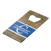 Gepersonaliseerd de benaming van initiaal rustic f creditkaart flessenopener (Voorkant Gekanteld)