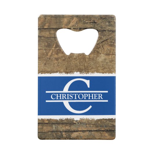 Gepersonaliseerd de benaming van initiaal rustic f creditkaart flessenopener (Achterkant)