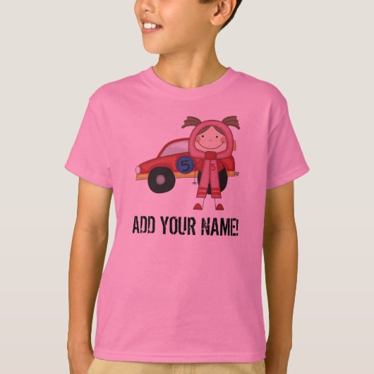 Gepersonaliseerd de chauffeur van het meisje met w t-shirt (Voorkant)