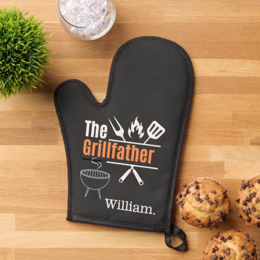Gepersonaliseerd De Grill Vader Vaderdag BBQ Ovenwant (Top down)