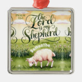 Gepersonaliseerd De Here is Mijn Herder Christelij Metalen Ornament (Voorkant)